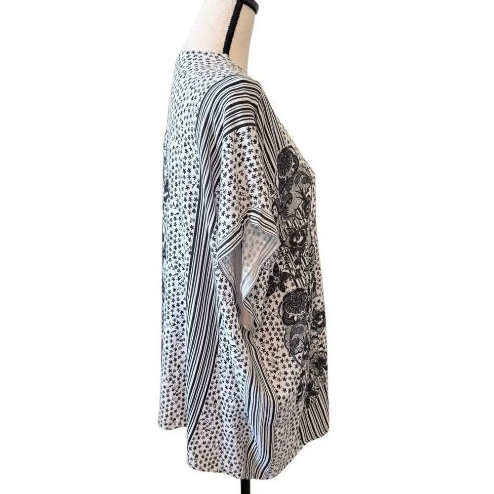 Max Studio Ivory & Black Kimono Top & Wide Leg Pants Sz S Indie, Boho - Picture 3 of 16